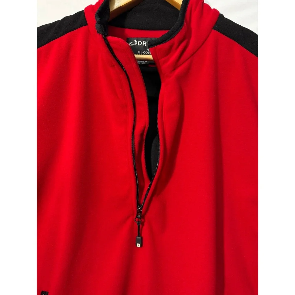 FootJoy DryJoys Red & Black Fleece Quarter-Zip Pullover – Men's Medium